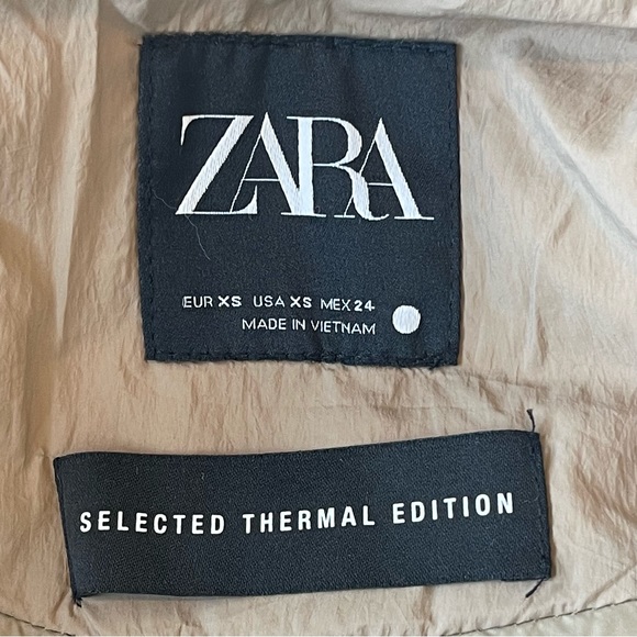 🆕 NWT Zara - Puffer Jacket Selected Thermal Edition Down - XS in Taupe - Picture 12 of 13